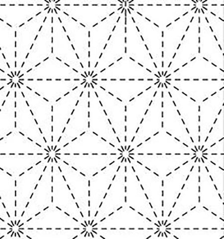 Sashiko Pre-printed Sampler (Olympus) - # 006 Asanoha (Hemp Leaf) - White