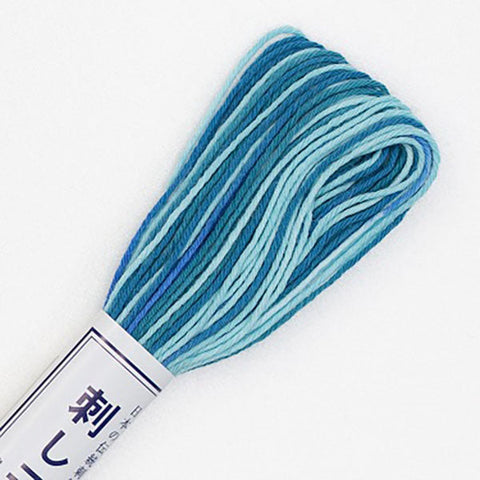Sashiko Thread - Olympus 20m - Variegated # 72 - Blues & Teal