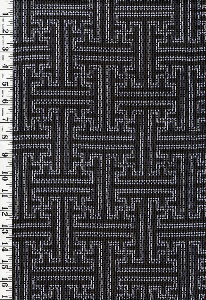 Yukata Fabric - 725 - Key Maze - Olive Green Gray
