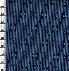 Yukata Fabric - 728 - Double Triangles with Hatches - Blue