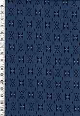 Yukata Fabric - 728 - Double Triangles with Hatches - Blue