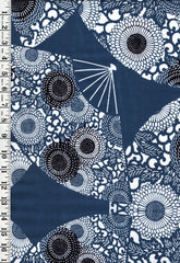 Yukata Fabric - 733 - Fans with Medallions - Cadet Blue