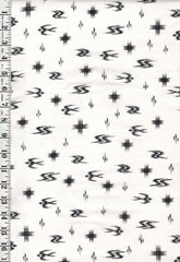 Yukata Fabric - 746 - Kasuri-like Swallows & Hatches - White