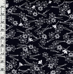Yukata Fabric - 753 - Tiny Maple Leaves & Chopsticks - Indigo