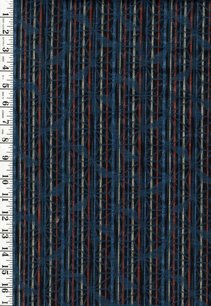 786 - Japanese Combined Weave - Woven Floral & Stripe - Multi-Colors.