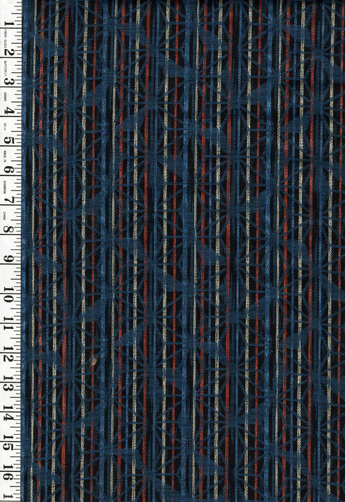 786 - Japanese Combined Weave - Woven Floral & Stripe - Multi-Colors.