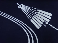 Yukata Fabric - 605 - Bangasa Umbrella & Stream - Indigo - By the Half Yard