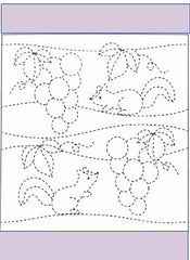 Sashiko Pre-printed Sampler (Olympus) - # 787 Squirrels & Grapes - Lavender - ON SALE