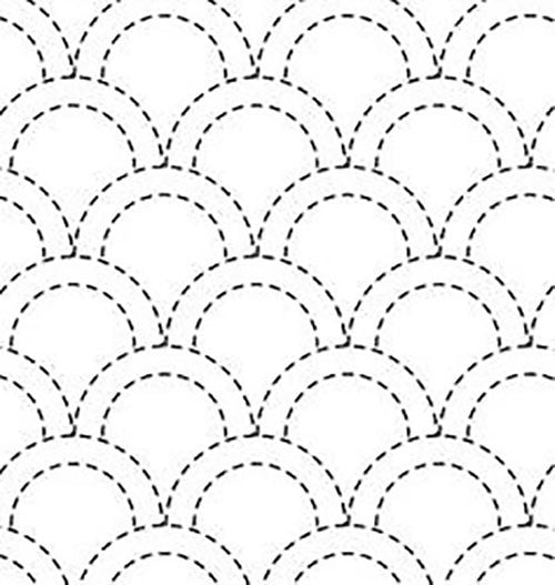 Sashiko Pre-printed Sampler (Olympus) - # 007 Seikaiha (wave design) - White