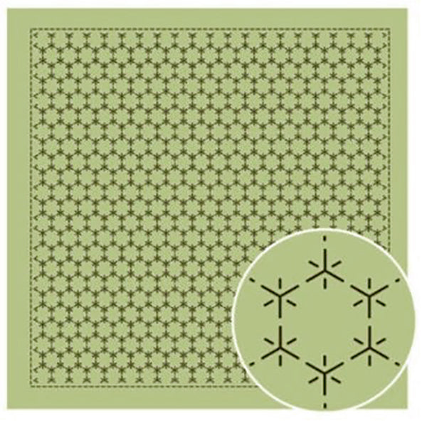 Sashiko Pre-printed Sampler - Kaku-kikko-tsunagi # 8019 - Sage Green - Last One