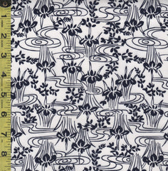 Yukata Fabric - 805 - Baby Iris & Water Swirls - White