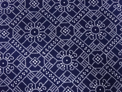 Yukata Fabric - 819 - Flower & Shokkomon (Geometric) Design - Indigo