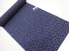 Yukata Fabric - 819 - Flower & Shokkomon (Geometric) Design - Indigo