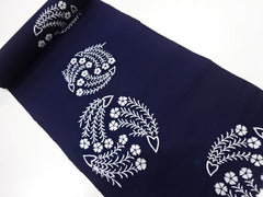 Yukata Fabric - 824 - Circular Rotating Flowers - Indigo