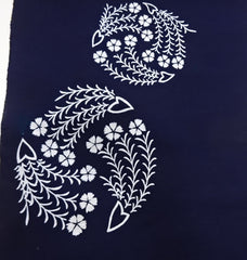 Yukata Fabric - 824 - Circular Rotating Flowers - Indigo