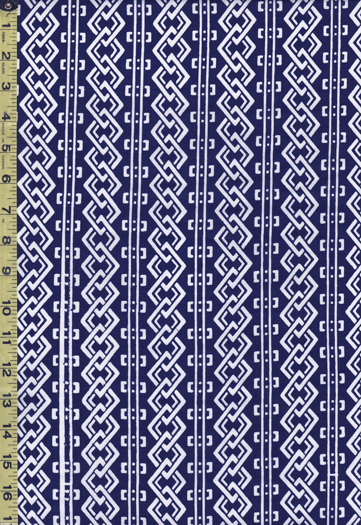 Yukata Fabric - 827 - Interlocking Chain & Bar Columns - Navy