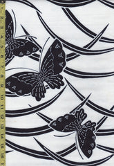 Yukata Fabric - 830 - Indigo Butterflies & Grasses - White