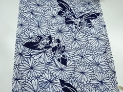 Yukata Fabric - 832 - Butterflies & Kiku (Mums) - White