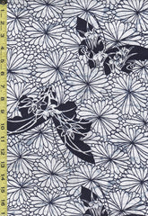 Yukata Fabric - 832 - Butterflies & Kiku (Mums) - White