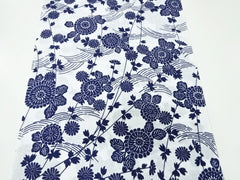 Yukata Fabric - 833 - Floating Flowers & Leafy Branches - White