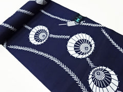 Yukata Fabric - 835 - Bangasa Umbrellas - Dark Navy-Indigo