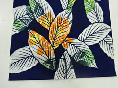 Yukata Fabric - 843 - Large Tropical Style Leaves - Navy