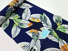 Yukata Fabric - 843 - Large Tropical Style Leaves - Navy