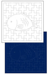 Sashiko Pre-printed Sampler - Daruma Sea Bream Fish & Crosses - # 1052 - White