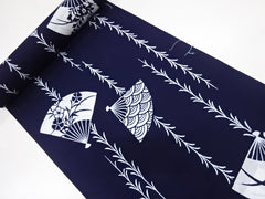 Yukata Fabric - 844 - Fans & Branches - Indigo