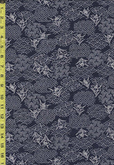 Yukata Fabric - 845 - Small Japanese Iris & Sashiko Motifs - Indigo