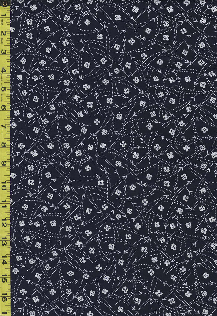Yukata Fabric - 854 - Small Cherry Blossoms & Pine Needles - Indigo