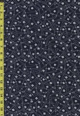 Yukata Fabric - 854 - Small Cherry Blossoms & Pine Needles - Indigo