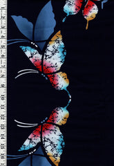 Yukata Fabric - 868 - Colorful Large Butterflies - Indigo