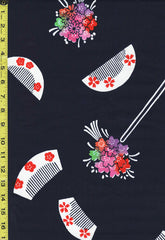 Yukata Fabric - 869 - Japanese Hair Combs & Kanzashi Hair Sticks - Indigo