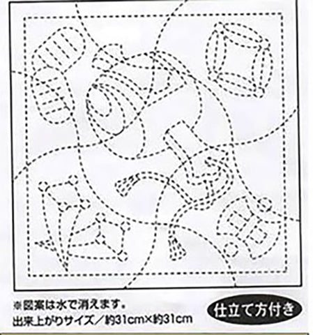 Sashiko Pre-printed Sampler (Olympus) - # 088 Japanese Toys - White - ON SALE