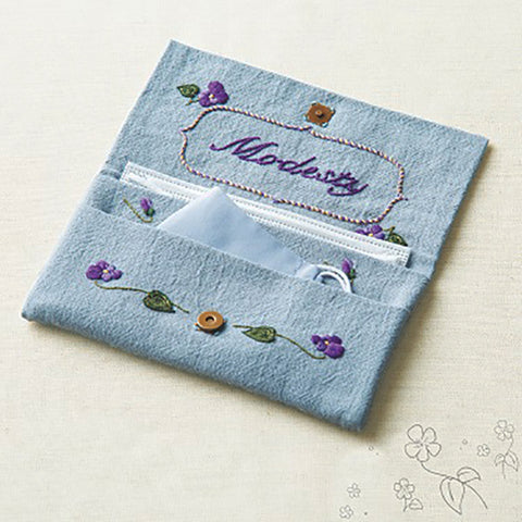 Olympus Embroidery Pouch Kit with Needle & Thread - 9087 Violets/ Modesty - Blue - ON SALE - SAVE 50%