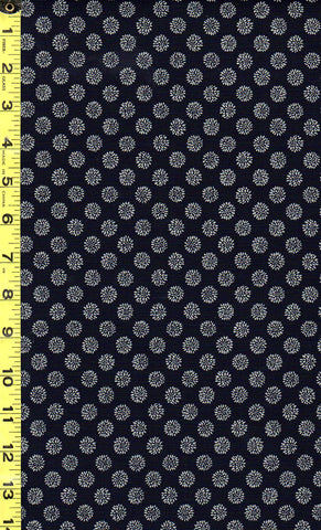 Japanese Indigo - AP1310-53 - Small Chrysanthemums - Dark Navy/ Indigo - Last 2 1/3 Yards