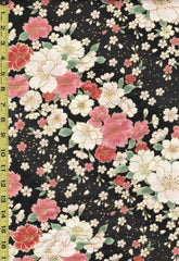 Japanese - Cosmo Floating Cherry Blossoms - AP21902-1E - Black - By the Half Yard