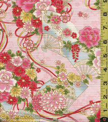 Japanese - Cosmo Floral Fans & Floating Blossoms - AP21902-3A - Pink