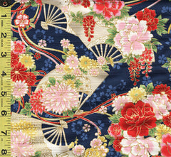 Japanese - Cosmo Floral Fans & Floating Blossoms - AP21902-3D - Navy
