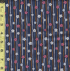 Japanese Novelty - Cosmo Small Floating Cherry Blossoms on Skinny Stripes - AP22910-1E - Navy
