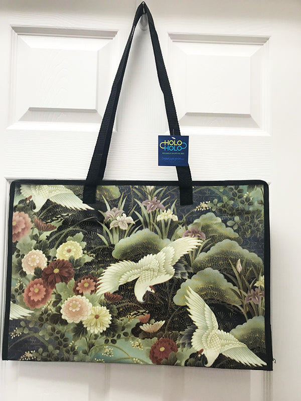 Kona Bay Bag - Holo Holo Large Bag - Flying Cranes & Floral Garden - LAST ONE