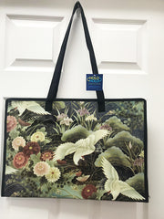 Kona Bay Bag - Holo Holo Large Bag - Flying Cranes & Floral Garden - LAST ONE