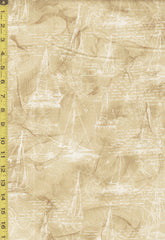 Nautical - Sail Away - Sailboats & Compass - DP24166-12 - Beige/ Tan - Last 2 5/8 Yards - ON SALE - $5.00 yard