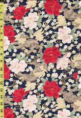 Quilt Gate - Gilded Botan - Foo Dogs & Peonies - HR3350-14D - Navy