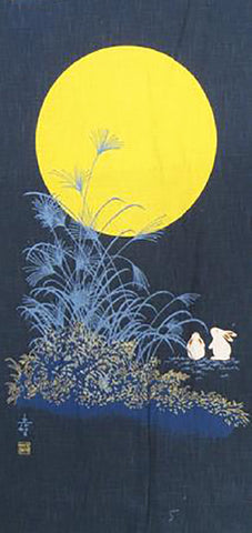 Noren Panel - Bunnies Viewing Full Moon # 103