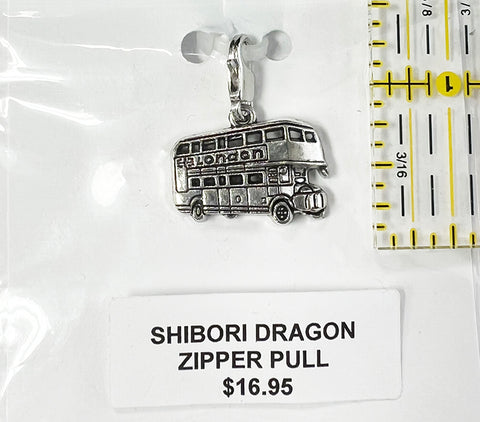Notions - Zipper Pull - Double Decker Bus - Silver