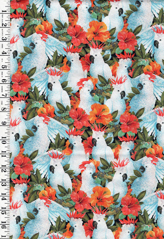 *Tropical - Cockatoo Collection - Compact Cockatoos & Hibiscus - 29078-Z - Multi - ON SALE - SAVE 20% - By the Yard