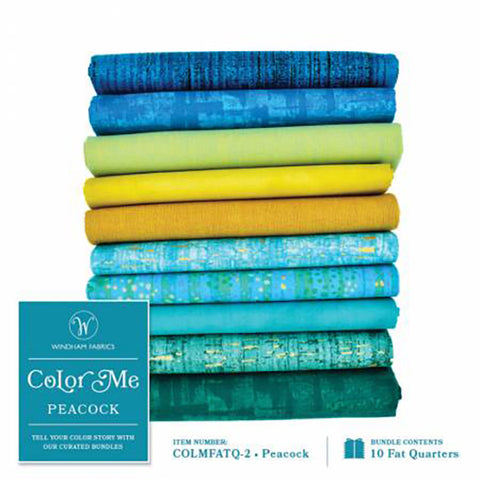 Fat Quarter Color Pack - COLOR ME - PEACOCK - 10 Fat Quarter Bundle - ON SALE - Save 25%