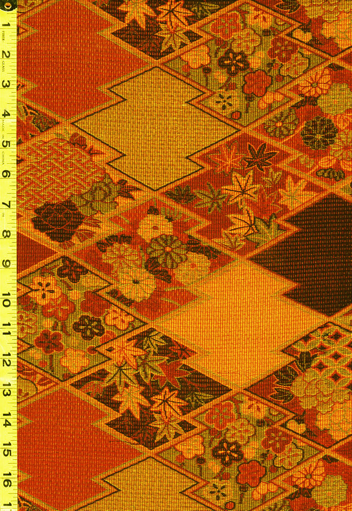 504 - Japanese Combined Weave - Japanese Floral Pine Bark Motif - Autumn